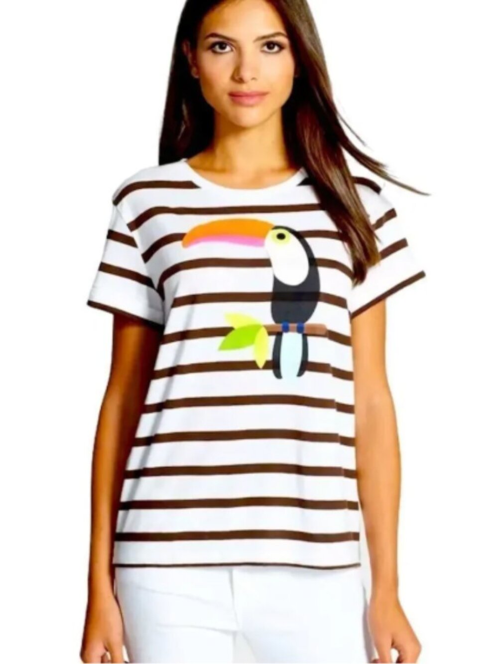 Kate Spade Striped Toucan Tee Shirt